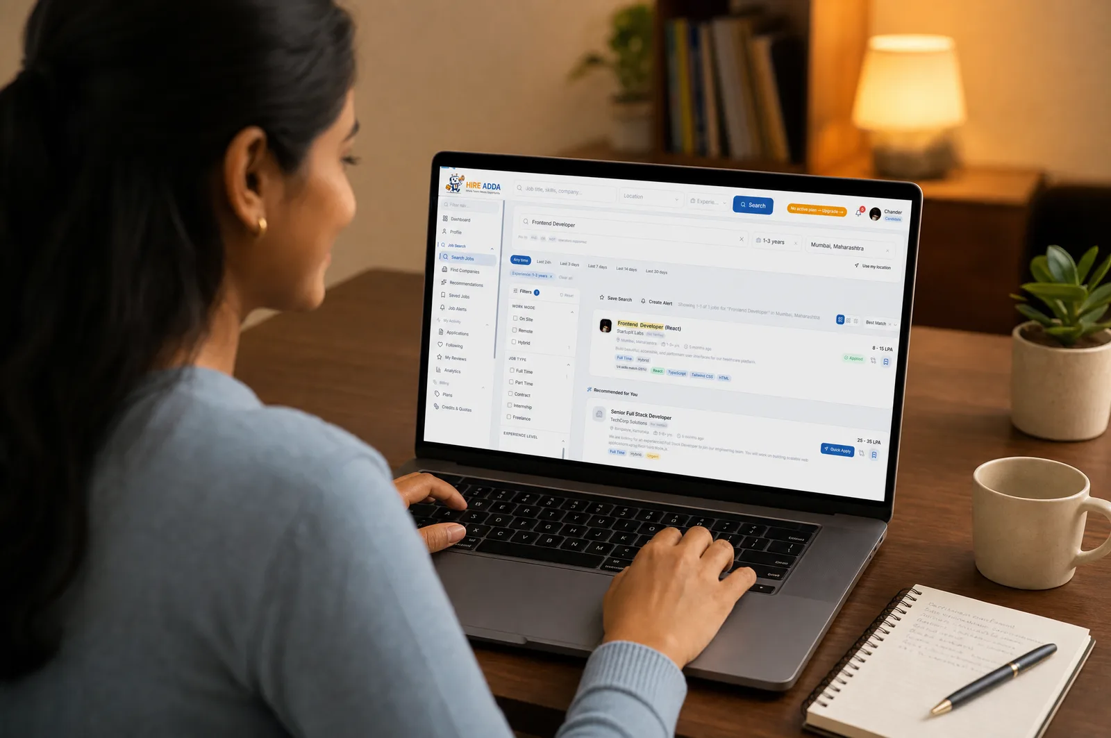 Searching and applying to jobs on Hire Adda